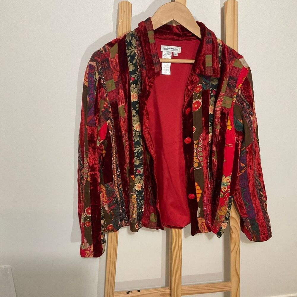 Vintage Coldwater Creek Velvet patchwork jacket size large - Picture 5 of 13